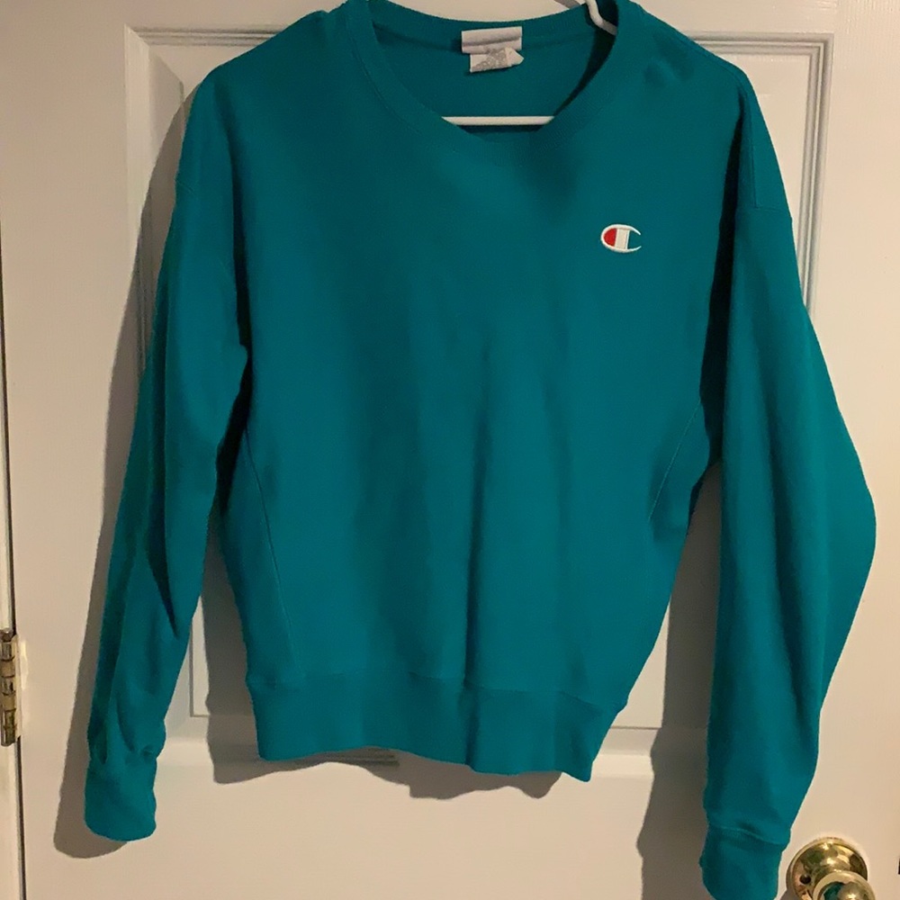Turquoise Champion Reverse Weave Small Sweatshirt
